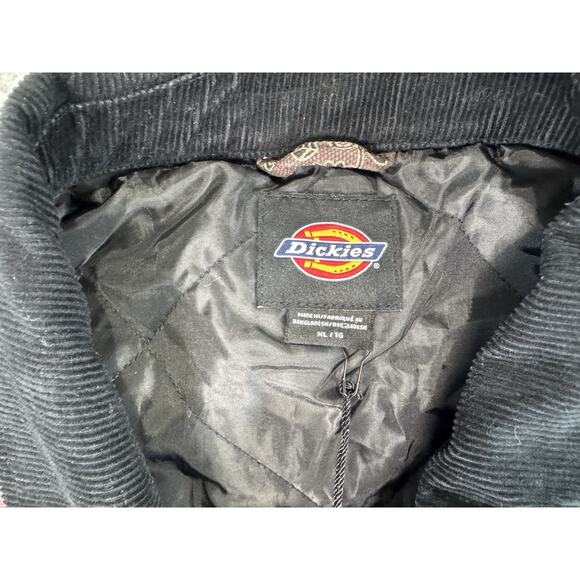 DICKIES Ellis Floral Print Duck Brown Canvas Mens XL Jacket Corduroy Collar - Picture 3 of 16